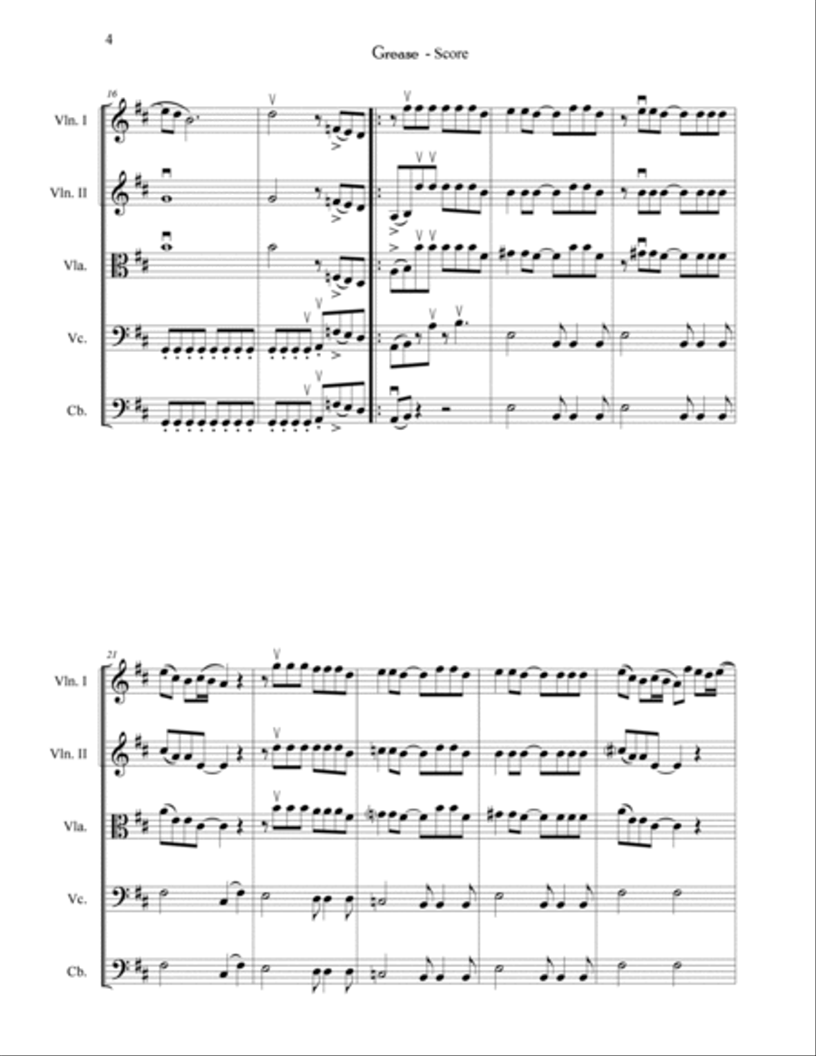 Grease String Orchestra scores gallery preview page 4