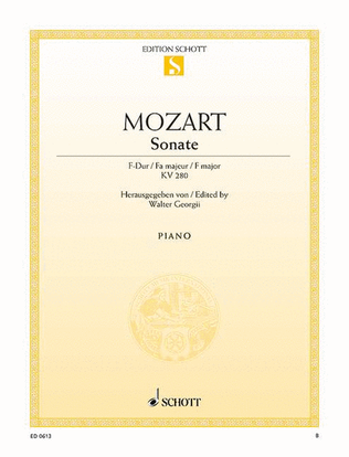 Book cover for Sonata F Major, K. 280
