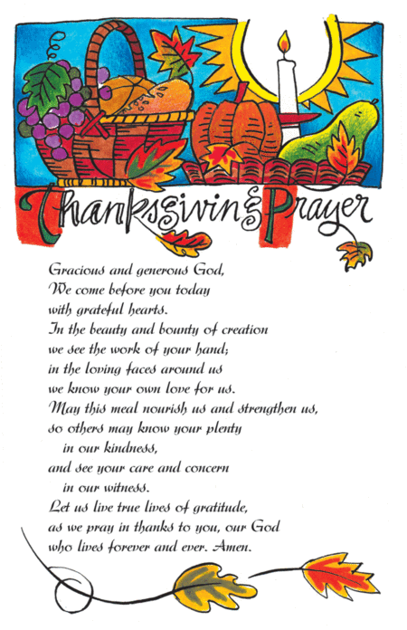 Prayer Card: Table Prayer For Thanksgiving