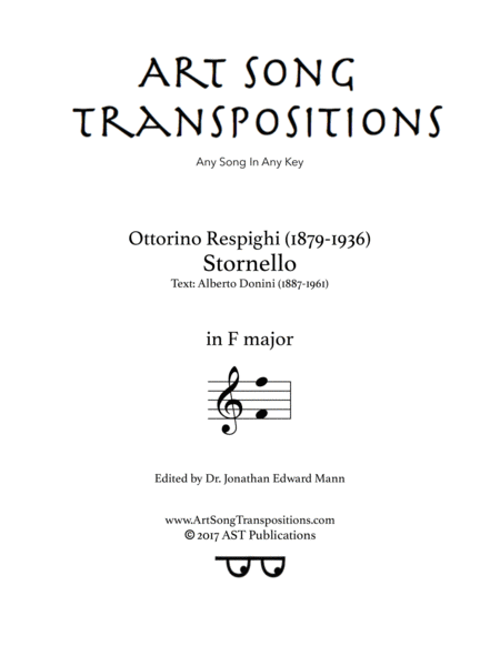 RESPIGHI: Stornello (transposed to F major)