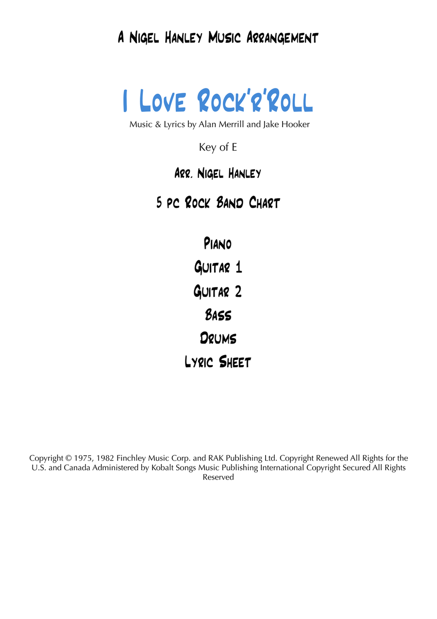 I Love Rock 'n Roll Cover Band scores gallery preview page 1