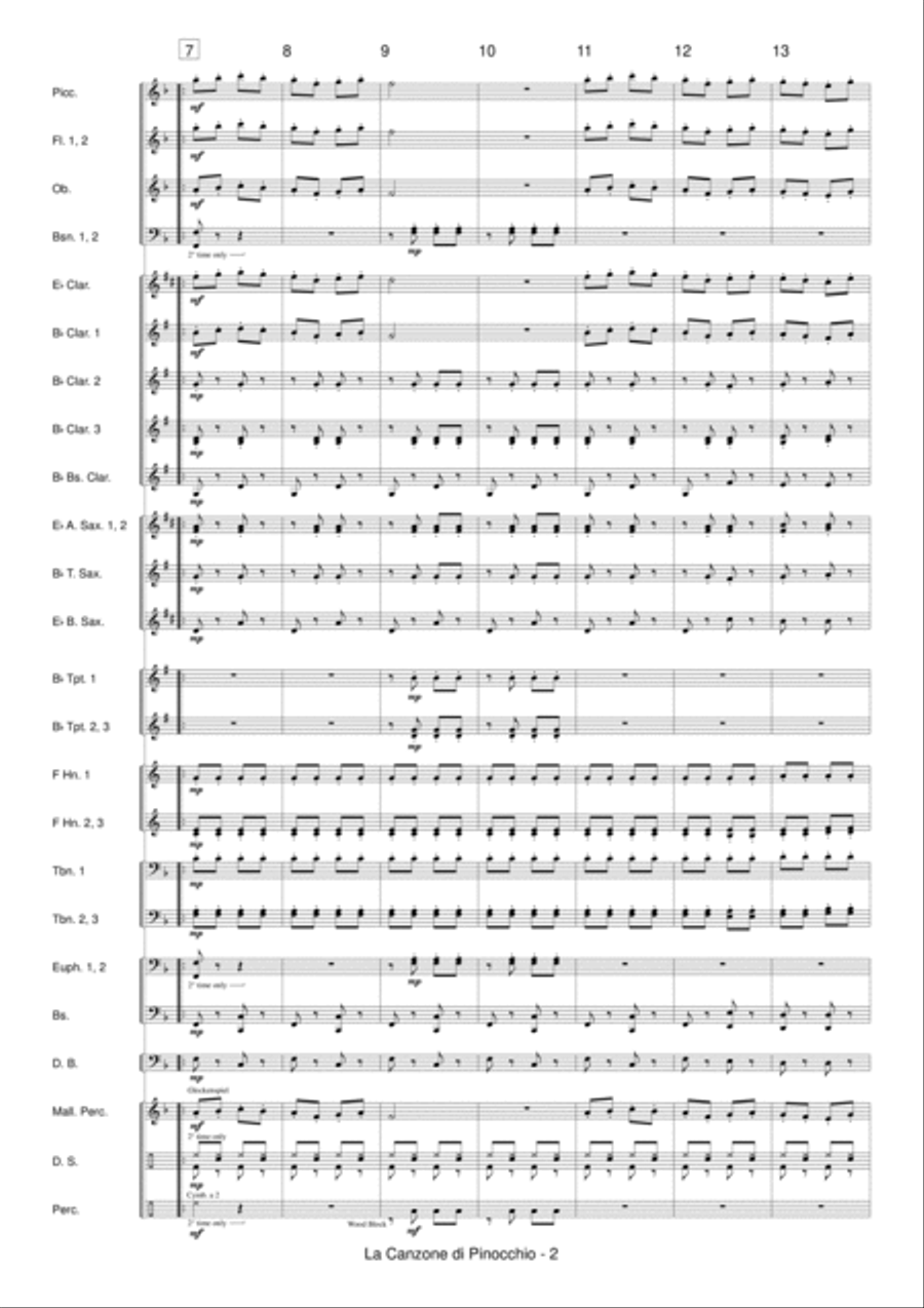 La Canzone Di Pinocchio Concert Band scores gallery preview page 4