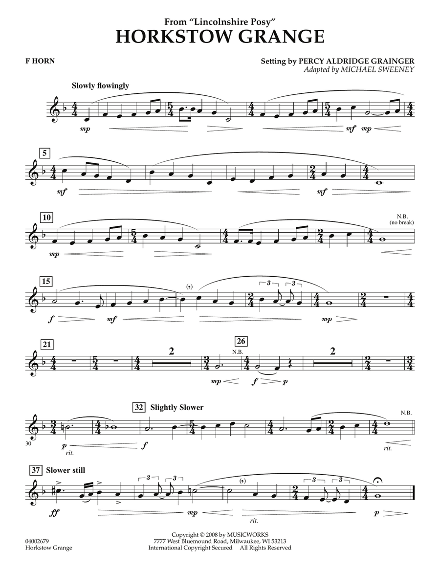 Horkstow Grange - F Horn Horkstow Grange - F Horn Concert Band scores gallery preview page 1