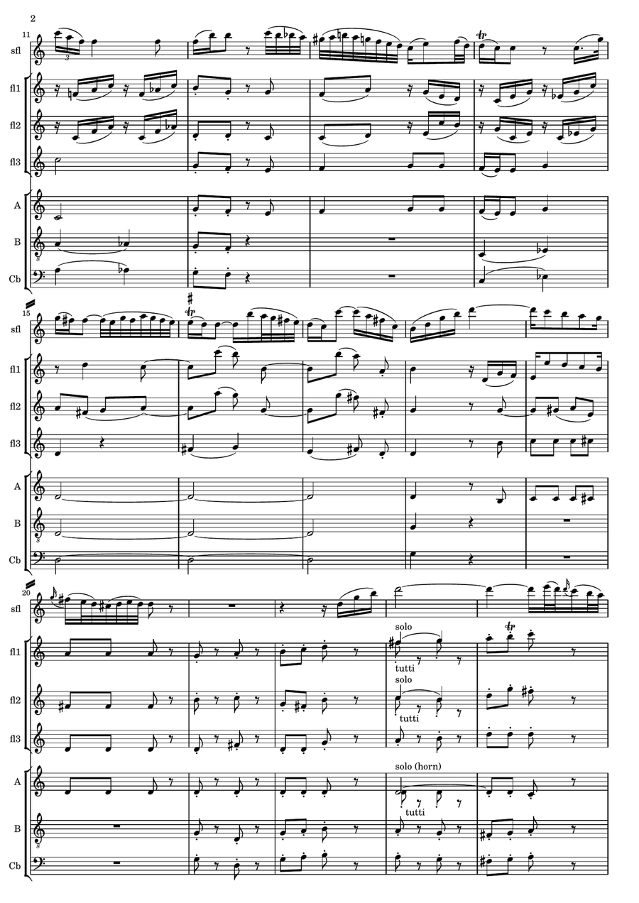 Mozart Andante in C KV 315 for solo flute and flute ensemble Flute Choir scores gallery preview page 2