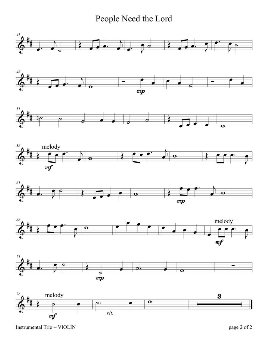 People Need The Lord Piano Trio scores gallery preview page 2