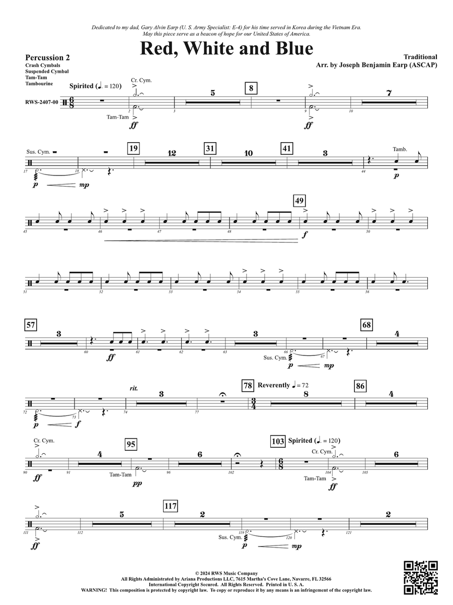Red, White and Blue: 2nd Percussion Percussion scores gallery preview page 1