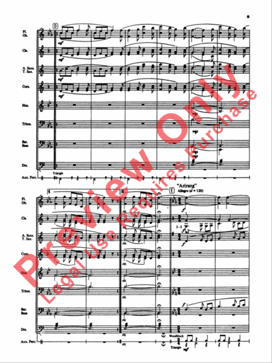 Korean Folk Song Medley Concert Band scores gallery preview page 6