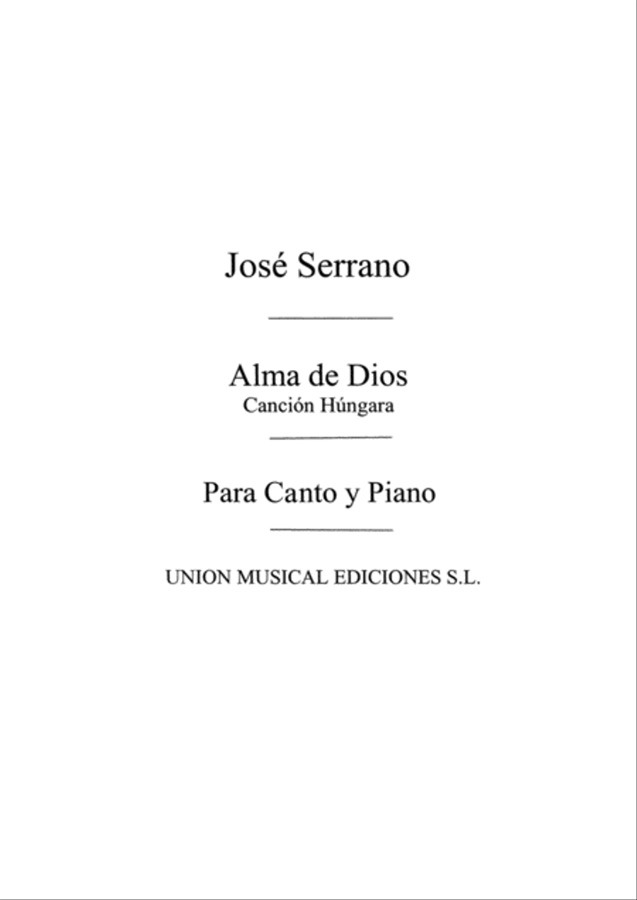 Cancion Hungara No.5 De Alma De Dios Voice Solo scores gallery preview page 1