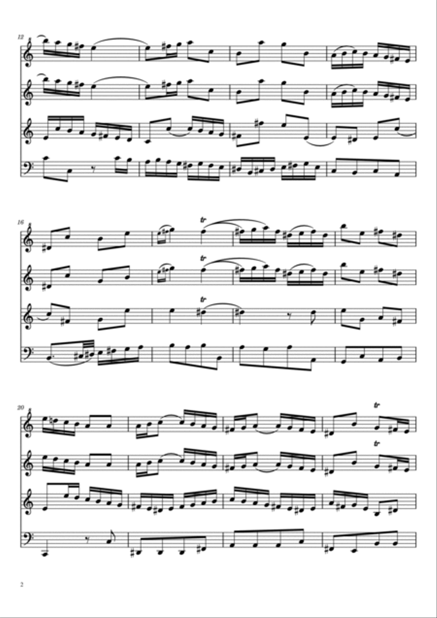 Bach - Violin Concerto in A minor - BWV 1041 - String Quartet - For four parts Complete 4-Part scores gallery preview page 2
