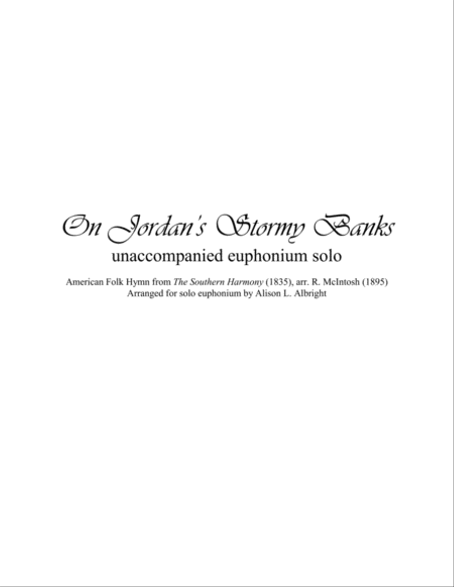 On Jordan's Stormy Banks (euphonium solo - unaccompanied) Baritone Horn TC scores gallery preview page 1