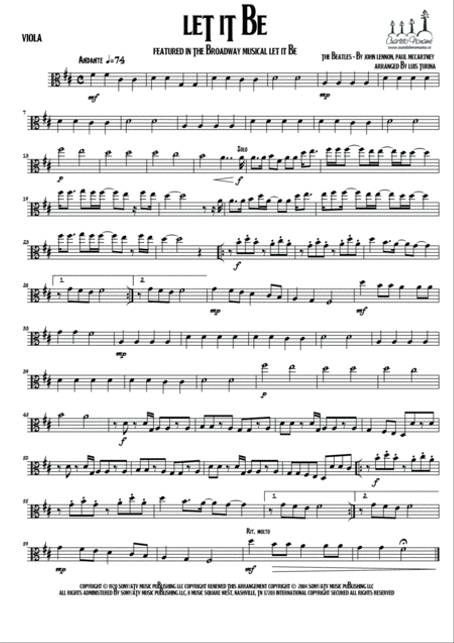 Let It Be String Quartet scores gallery preview page 5