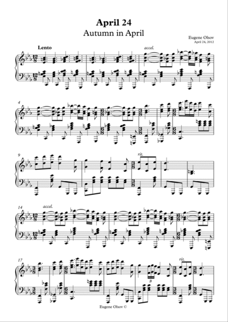 April 24 (Autumn in April) Piano Solo scores gallery preview page 2