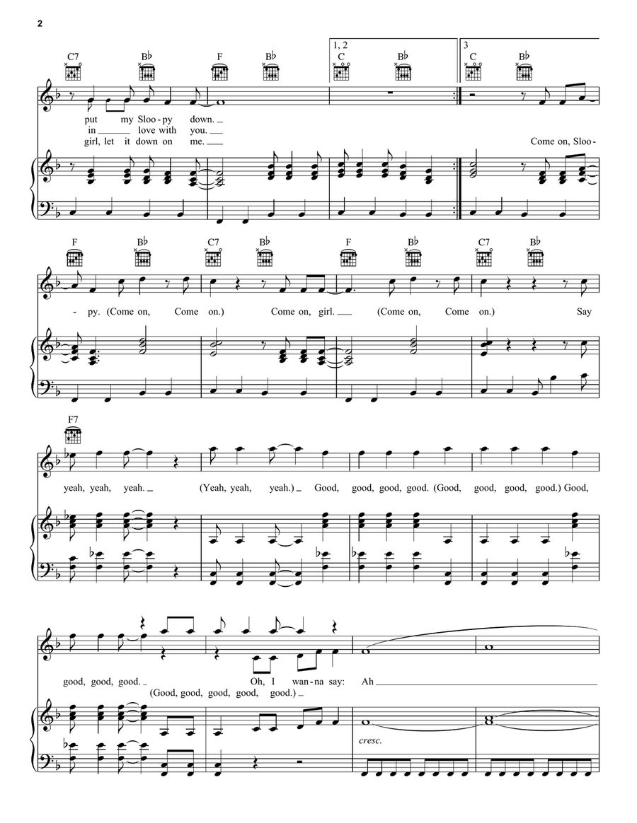 Hang On Sloopy Piano, Vocal, Guitar scores gallery preview page 2