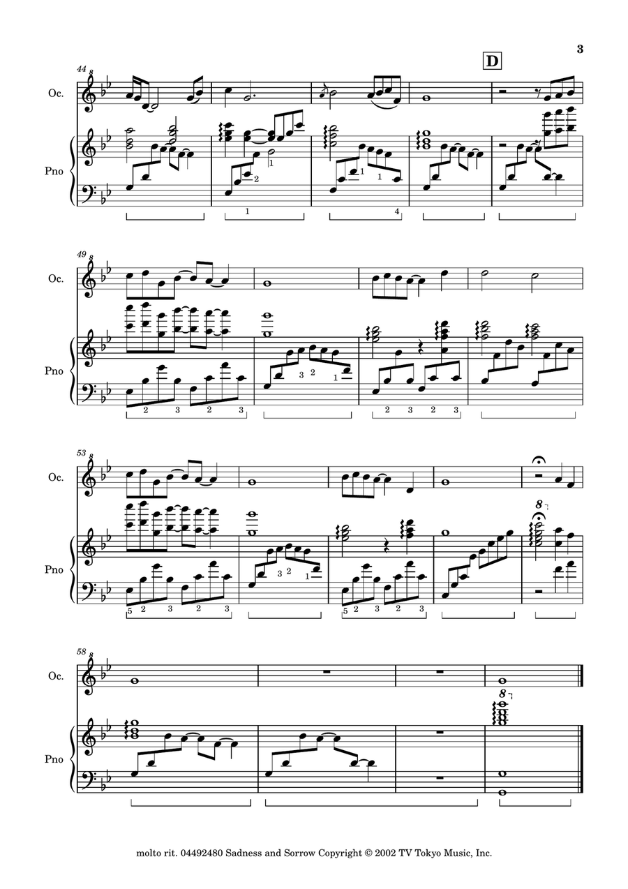 Sadness And Sorrow Ocarina scores gallery preview page 4