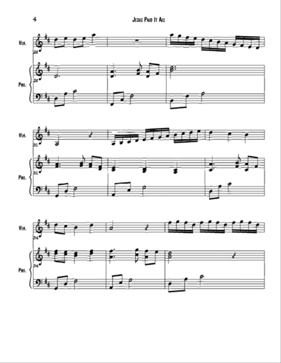 Jesus Paid it All String Duet scores gallery preview page 4