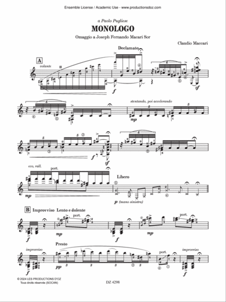 Monologo Classical Guitar scores gallery preview page 2