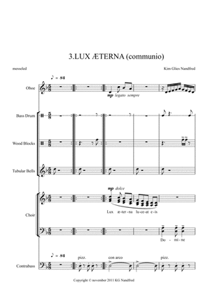"3.Lux aeterna" from Requiem for mixed choir, baryton,oboe, double-bass (amplified), percussion