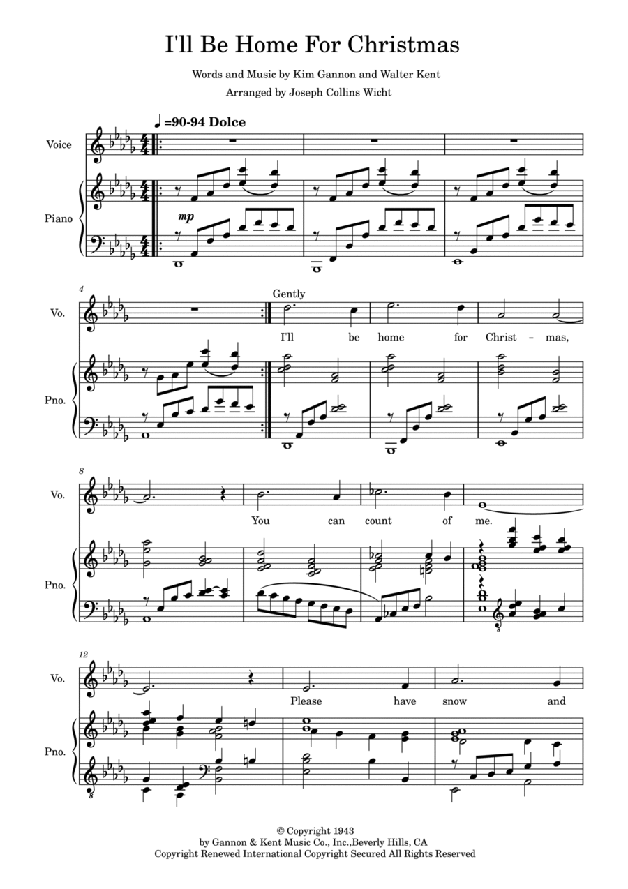 I'll Be Home For Christmas Voice scores gallery preview page 1