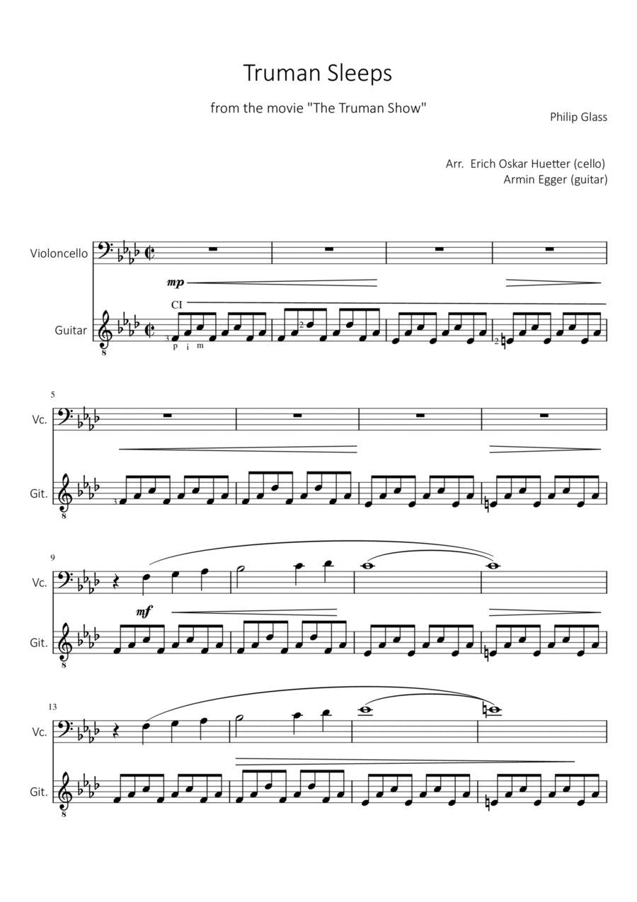 Truman Sleeps String Duet scores gallery preview page 1