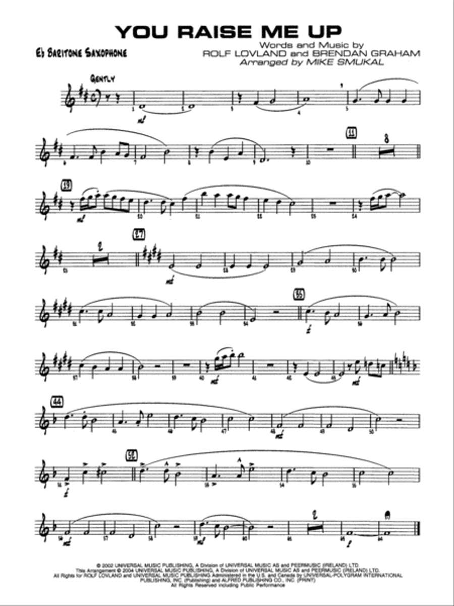 You Raise Me Up: E-flat Baritone Saxophone Jazz Ensemble scores gallery preview page 1