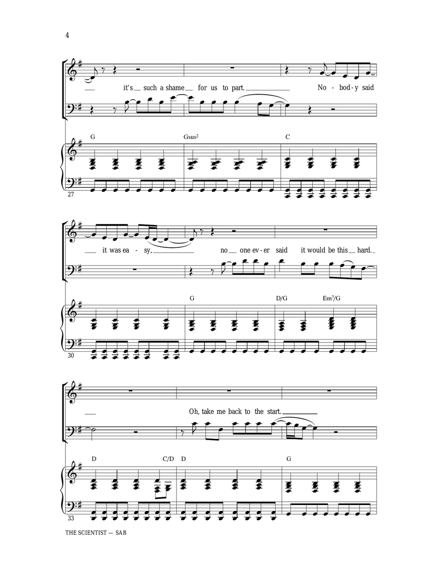 The Scientist (arr. Ed Lojeski) 3-Part scores gallery preview page 4