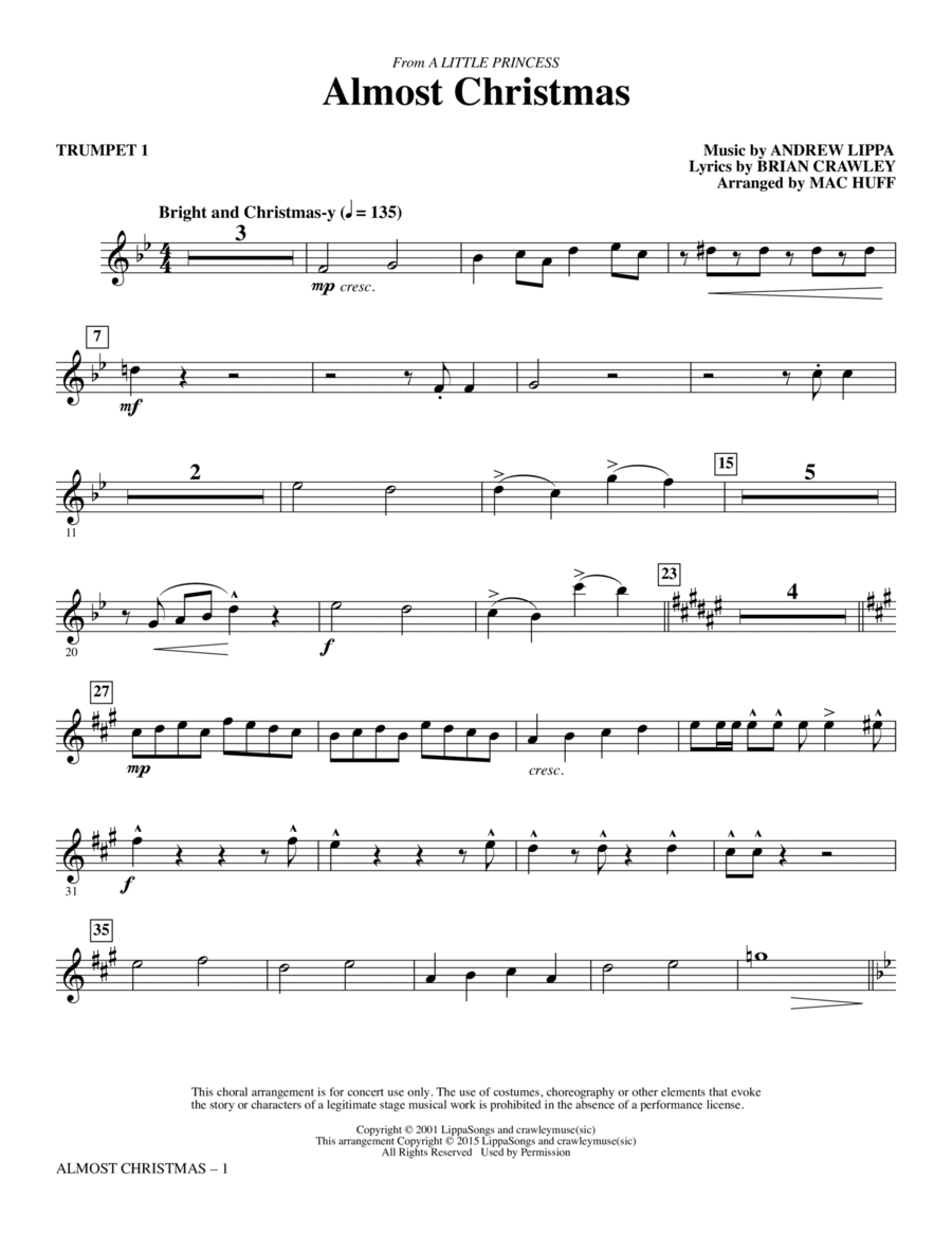 Almost Christmas - Trumpet 1 Choir scores gallery preview page 1