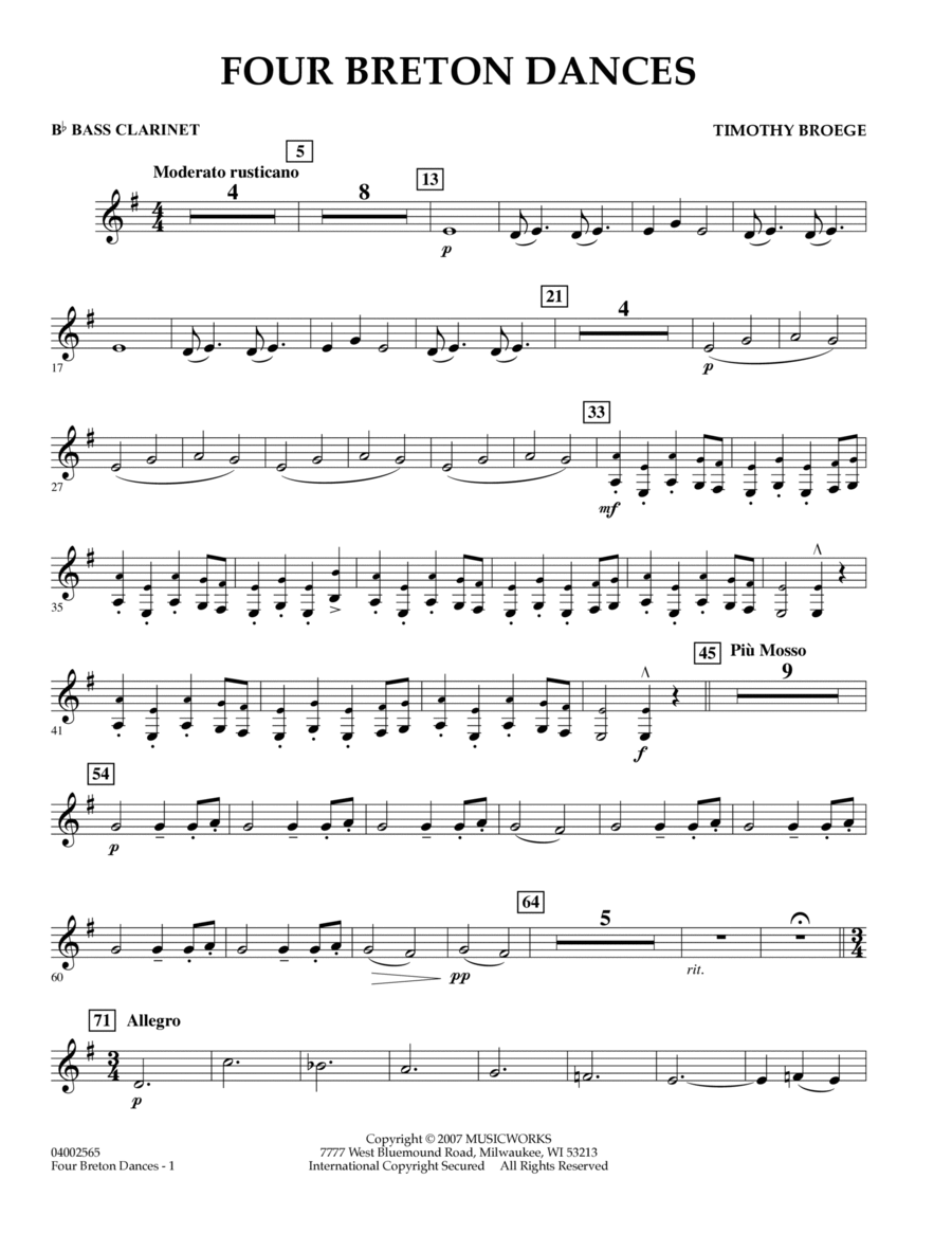 Four Breton Dances - Bb Bass Clarinet Bass Clarinet scores gallery preview page 1