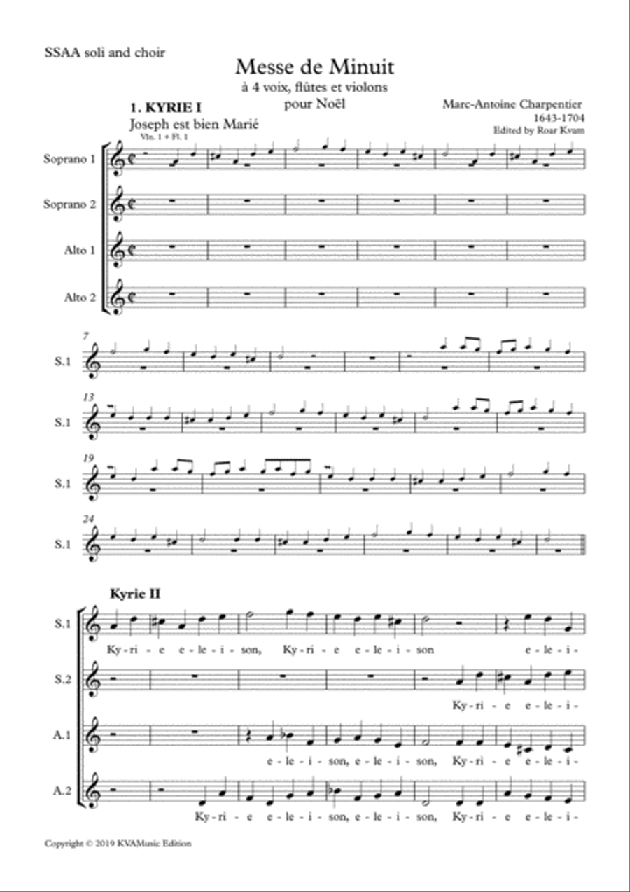 Charpentier: Messe de Menuit pur Noël (SSAA soli, SSAA choir, flutes, strings and continuo) - Choir SSAA scores gallery preview page 3