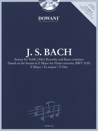 Book cover for Bach: Sonata for Treble (Alto) Recorder and Basso Continuo in F Major