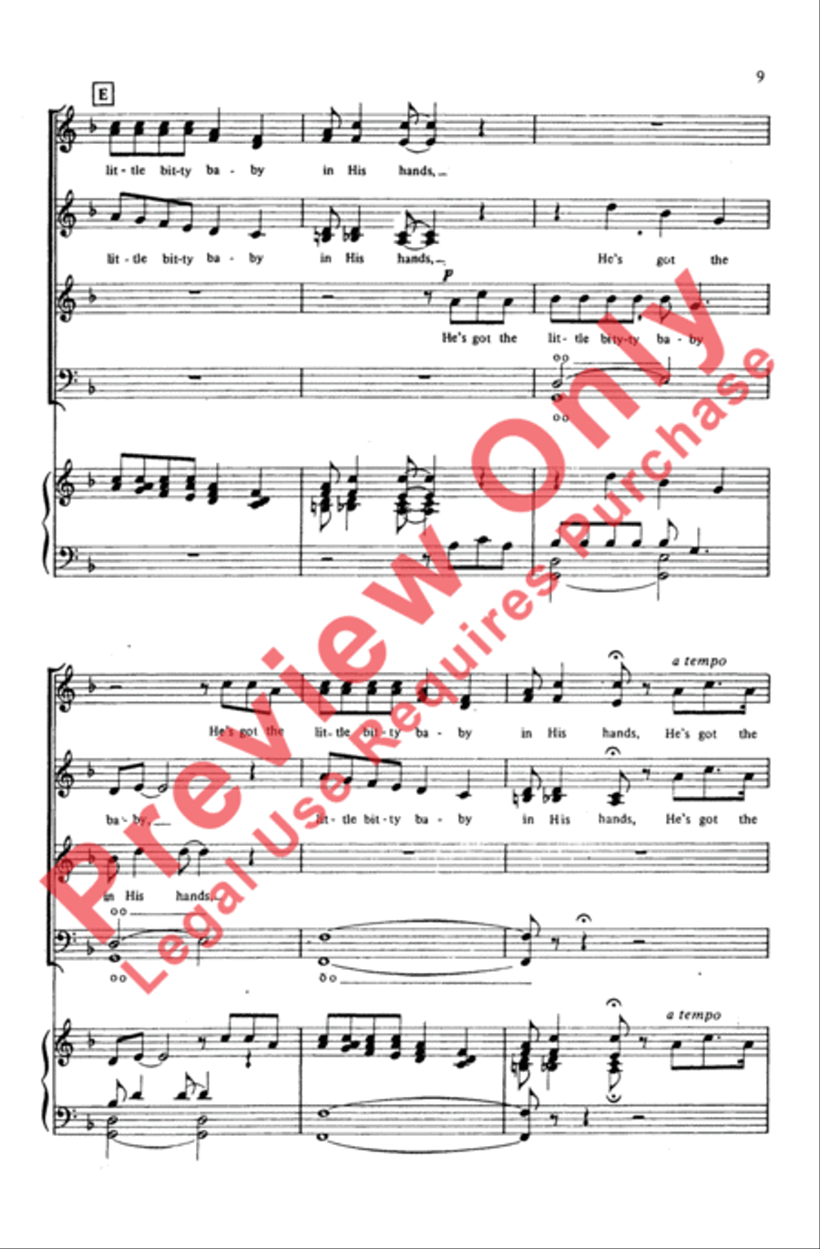 He's Got the Whole World in His Hands 4-Part scores gallery preview page 8