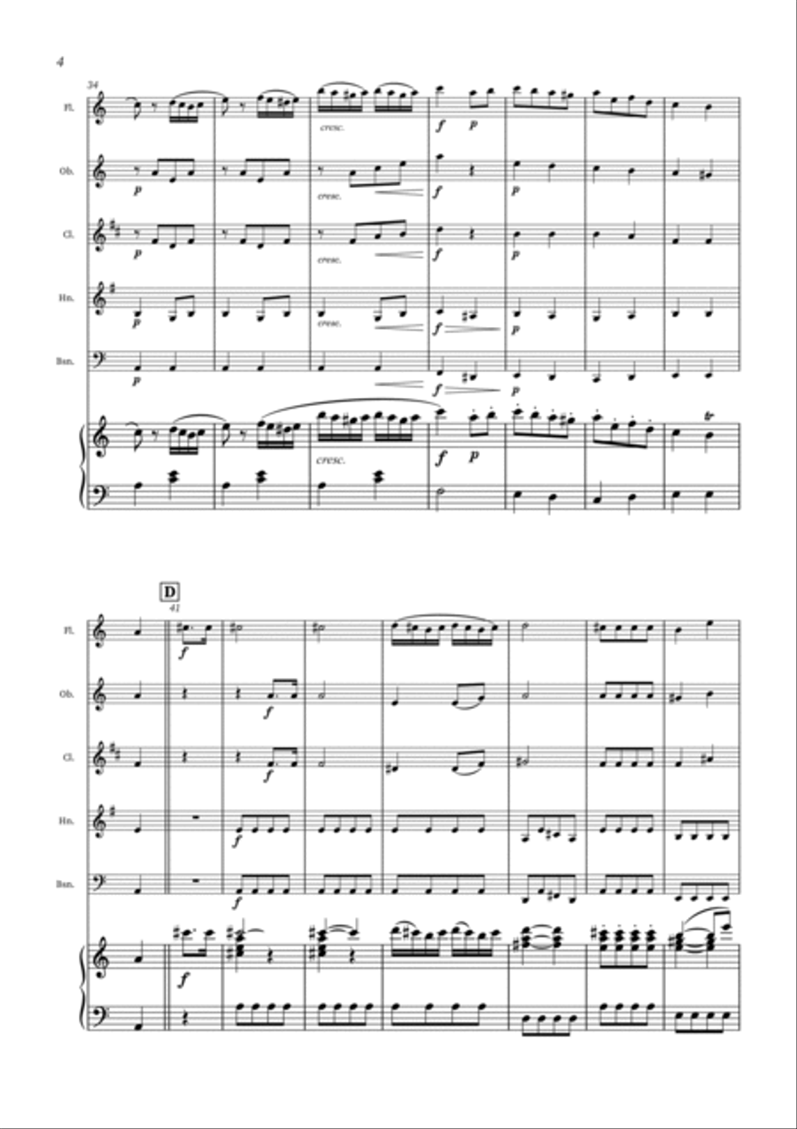 Turkish March - Woodwind Quintet and Piano Woodwind Quintet scores gallery preview page 4