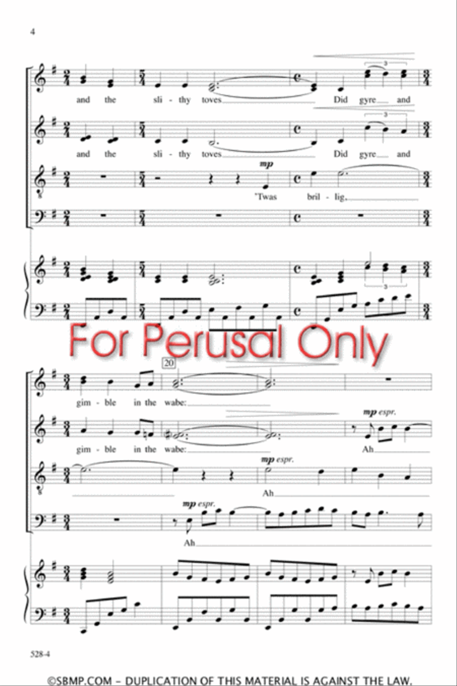 Jabberwocky - SATB Octavo 4-Part scores gallery preview page 3