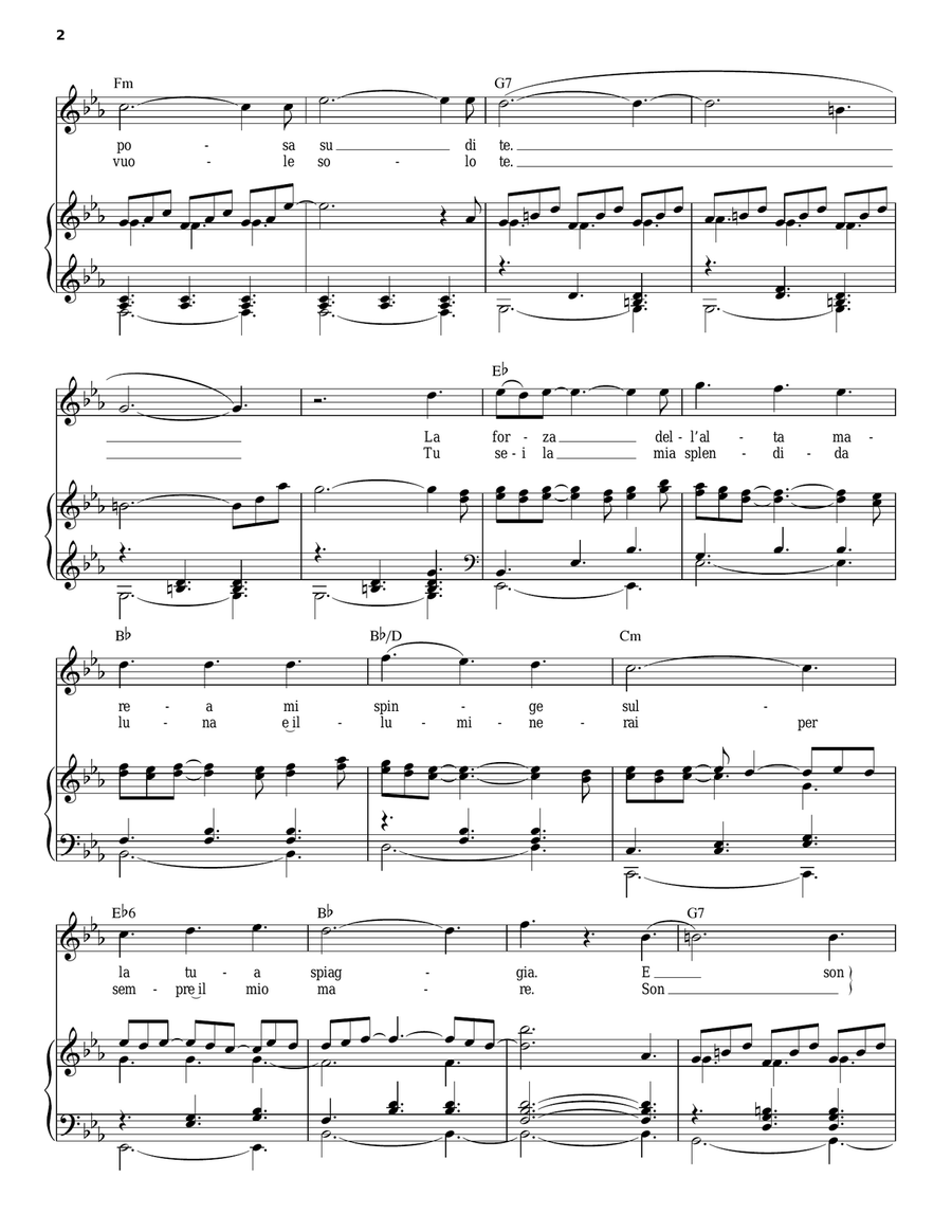 Unico Amore Piano, Vocal, Guitar scores gallery preview page 2