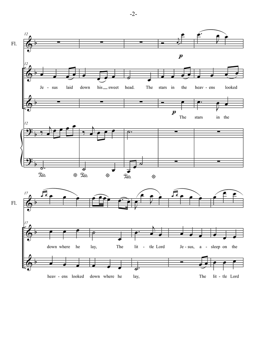 Away in a Manger : SSA Choir, Piano and Flute SSA scores gallery preview page 2