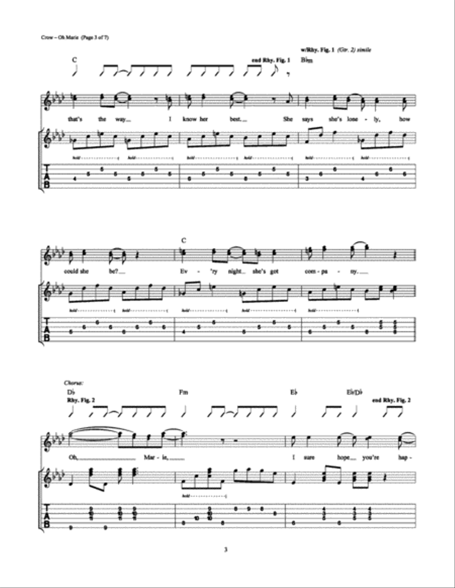 Oh Marie Electric Guitar scores gallery preview page 3