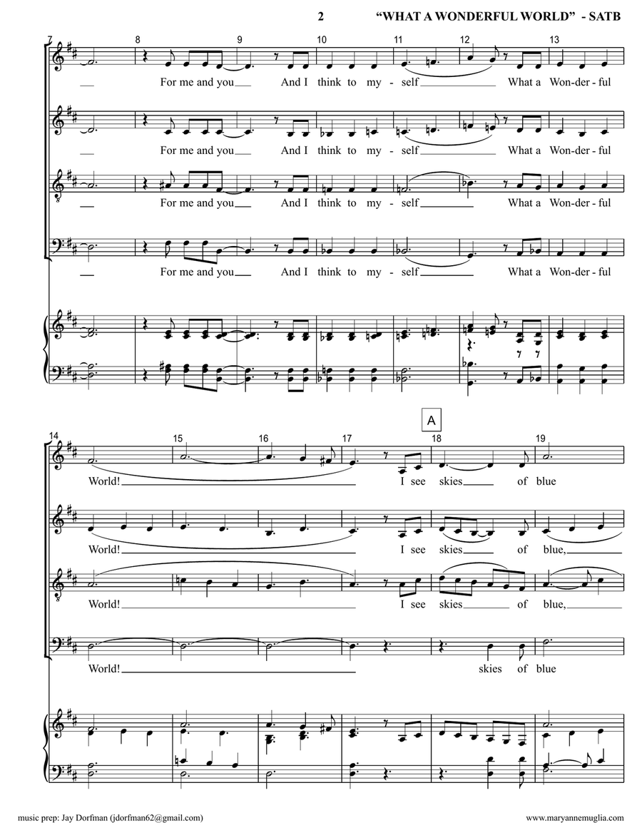 What A Wonderful World 4-Part scores gallery preview page 2
