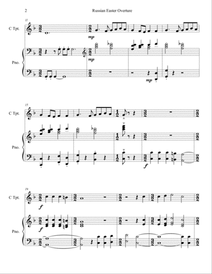 Russian Easter Overture (Trumpet & Piano) Trumpet Solo scores gallery preview page 3