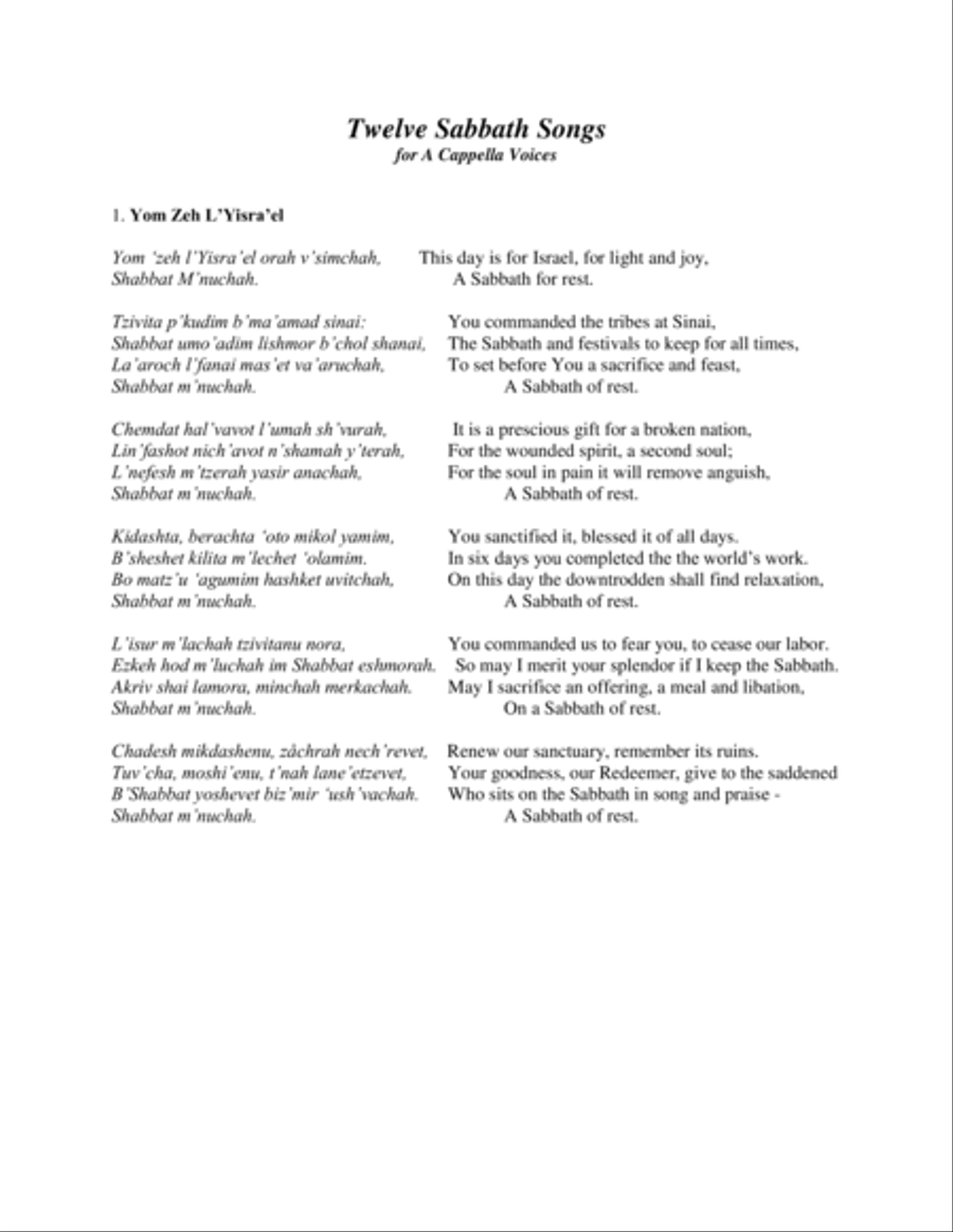 12 Sabbath Songs Divisi scores gallery preview page 4
