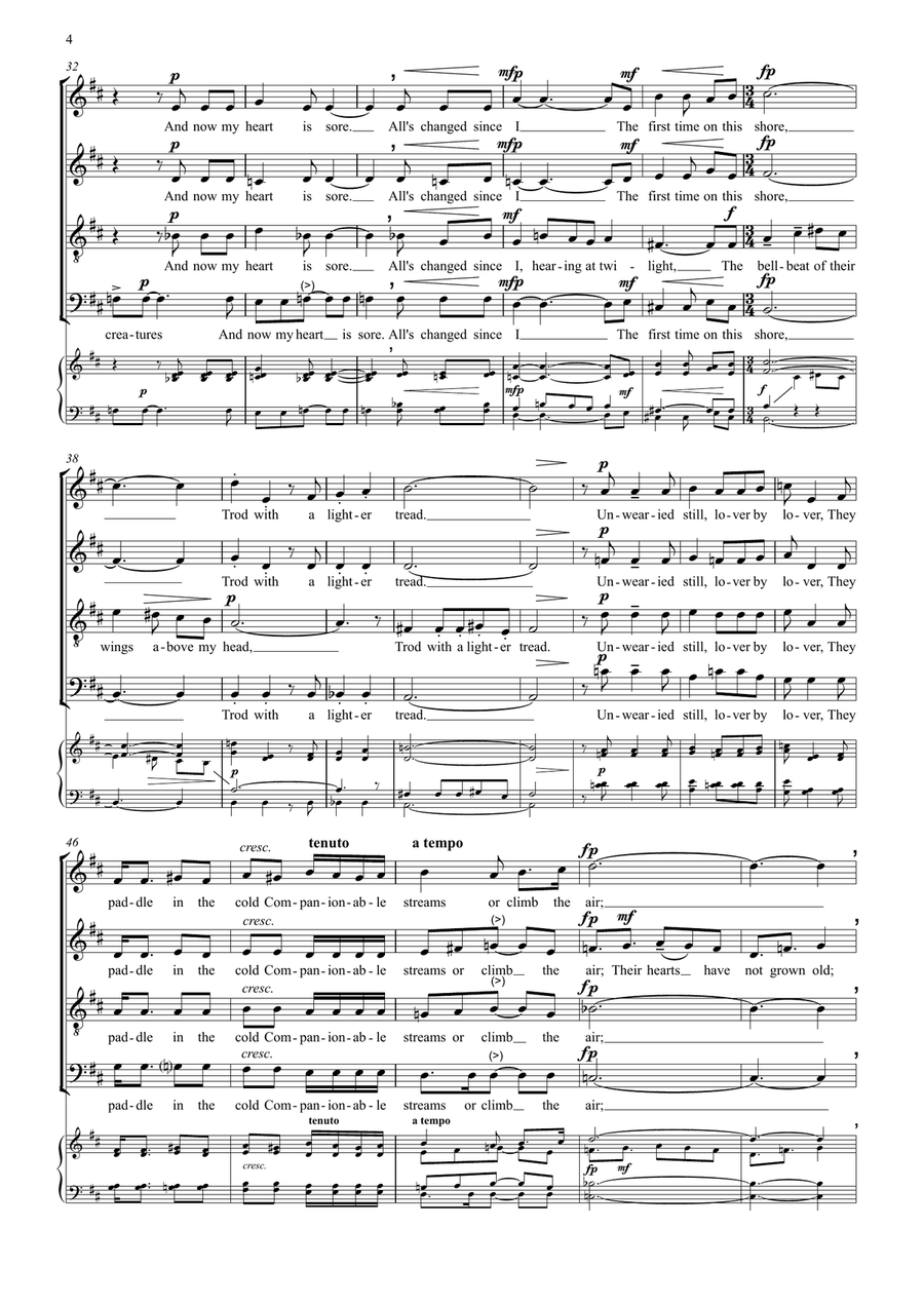 Three Poems of W B Yeats (mixed choir with solo soprano, unaccompanied) Divisi scores gallery preview page 5