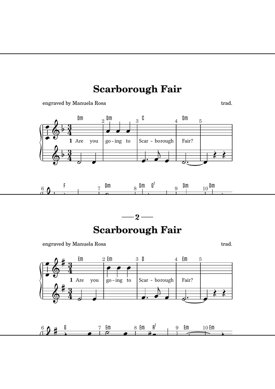 Scarborough Fair (easy piano version; single hand version) Piano Method scores gallery preview page 1
