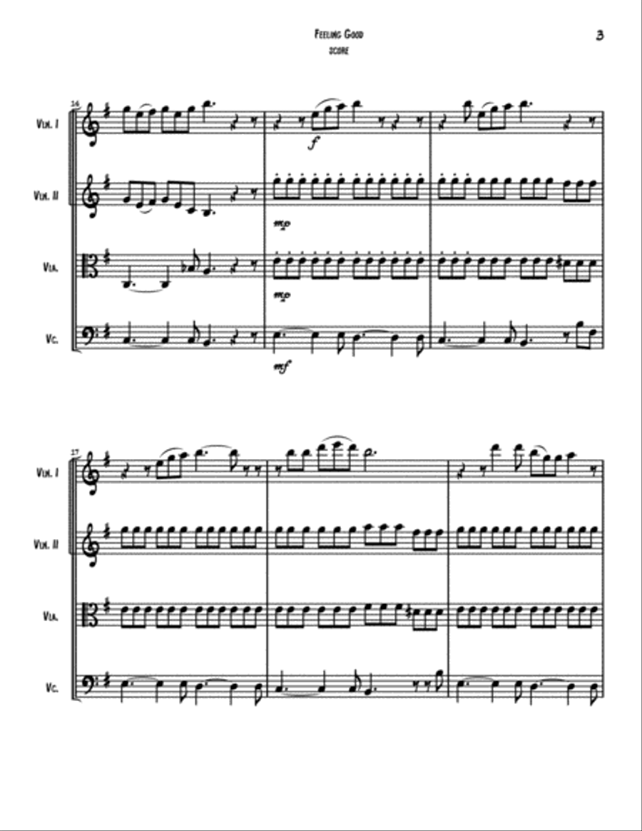 Feeling Good String Quartet scores gallery preview page 4
