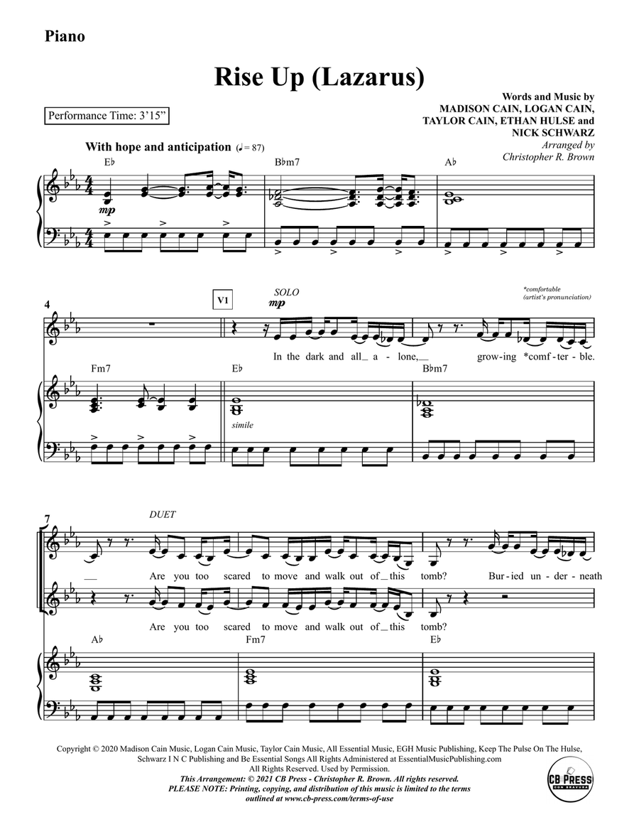 Rise Up (lazarus) 4-Part scores gallery preview page 2
