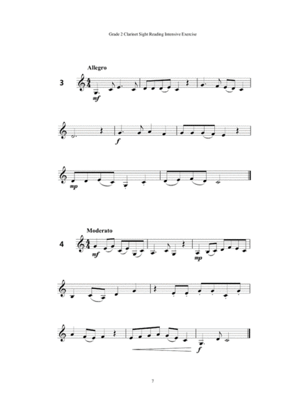 Grade 2 Clarinet Sight Reading Intensive Exercise