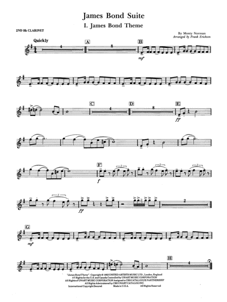 James Bond Suite (Medley): 2nd B-flat Clarinet