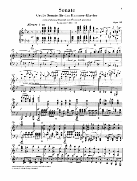 Piano Sonata No. 29 in B-flat Major, Op. 106 (Hammerklavier)