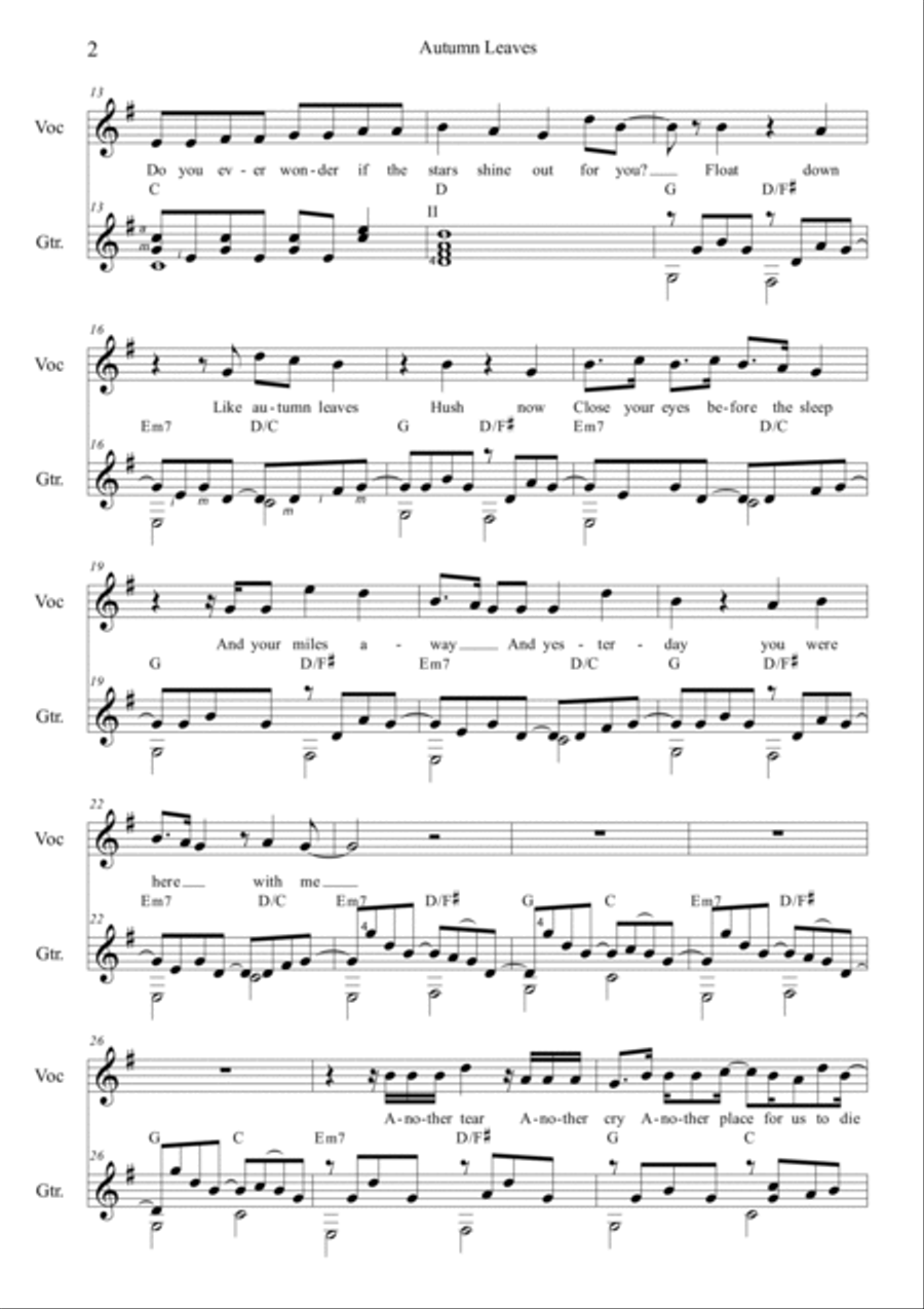 Autumn Leaves Guitar scores gallery preview page 2