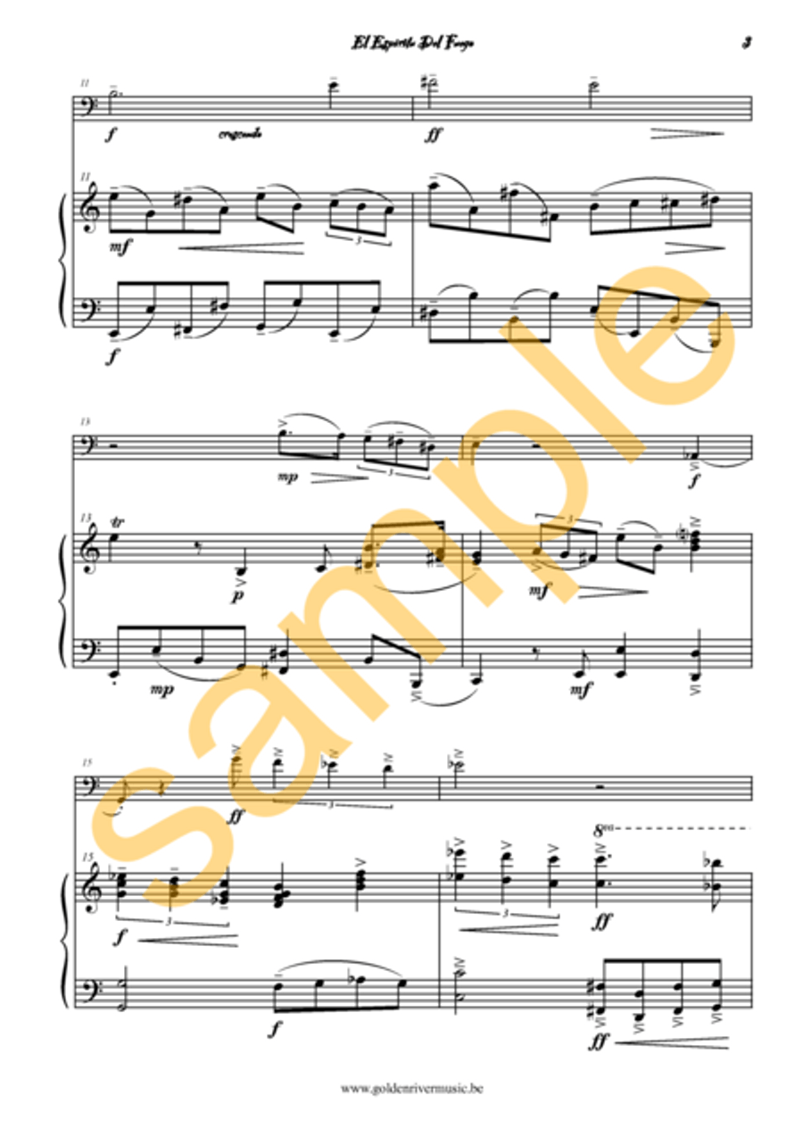 El Spiritu del Fuego / Fire Spirit for 2 celli Clarinet Solo scores gallery preview page 4