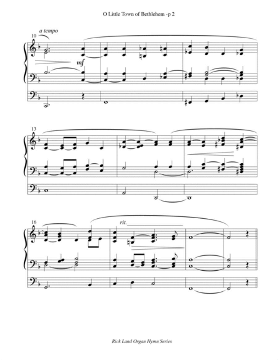 O Little Town of Bethlehem - Christmas Hymn Harmonization for Organ Organ Solo scores gallery preview page 5