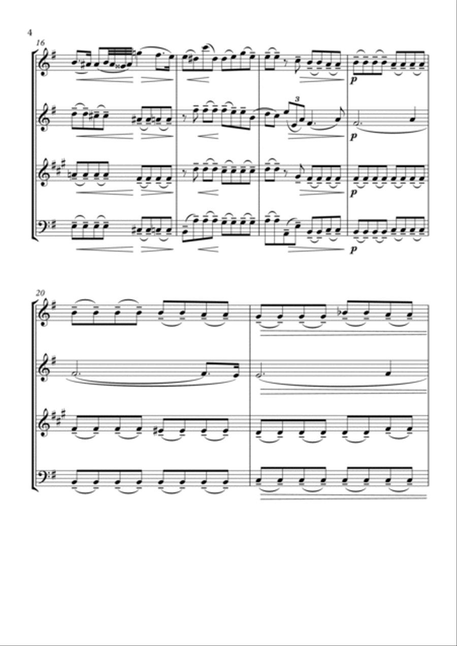 Chopin - Prelude no.4 in E minor (op.28) - Wind Quartet Woodwind Quartet scores gallery preview page 4