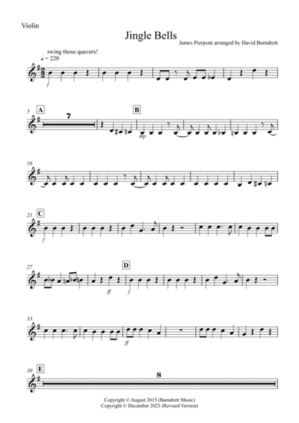 Jingle Bells (Jazzy Style!) for Violin, Alto and Tenor Saxophone Trio image number null